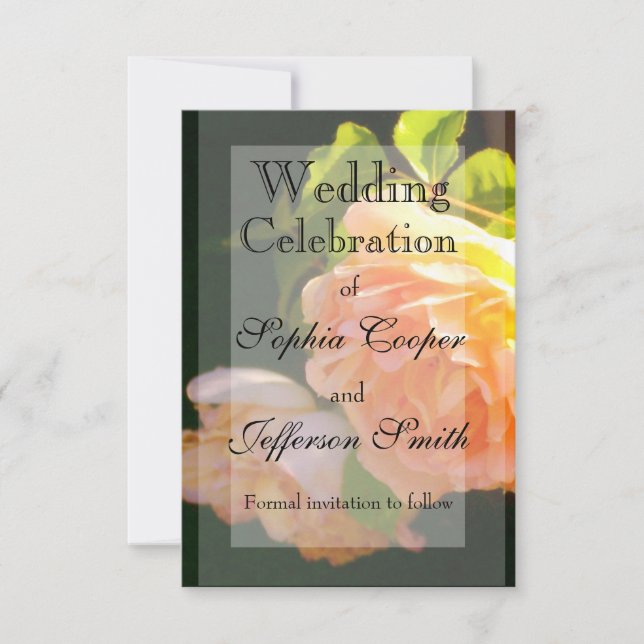 Elegant  Peachy orange  Roses Save The Date (Front)