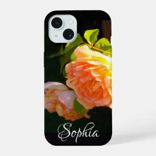 Elegant Peachy yellow orange floral Roses iPhone 15 Case