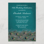 Elegant Peacock 70th Birthday Party Invitations<br><div class="desc">Showcase your elegant style with this classy teal peacock feathers 70th birthday party invitation. Easily customise for your party! 

Designs are printed illustrations/graphics - NOT ACTUAL FEATHERS.</div>