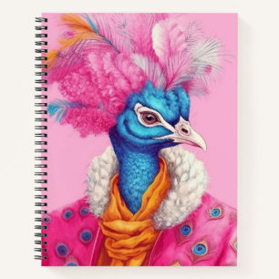 Elegant Peacock Animal Fashion Art Pink  Notebook