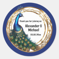 Elegant peacock art nouveau frame thank you
