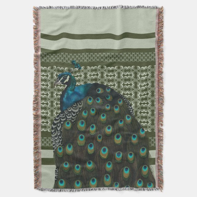 Elegant Peacock Bird Bird Lovers Throw Blanket (Front Vertical)