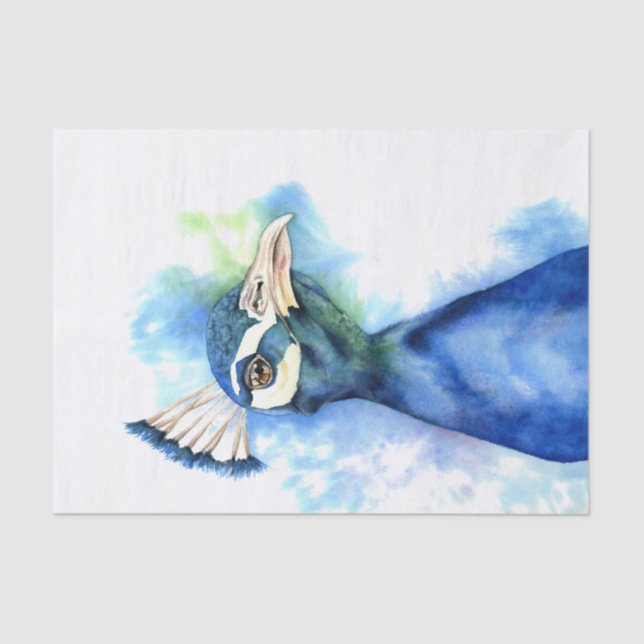 Elegant Peacock Bird Watercolor Painting Tissue Paper (Front)