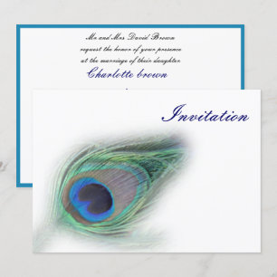 elegant peacock blue wedding invitation