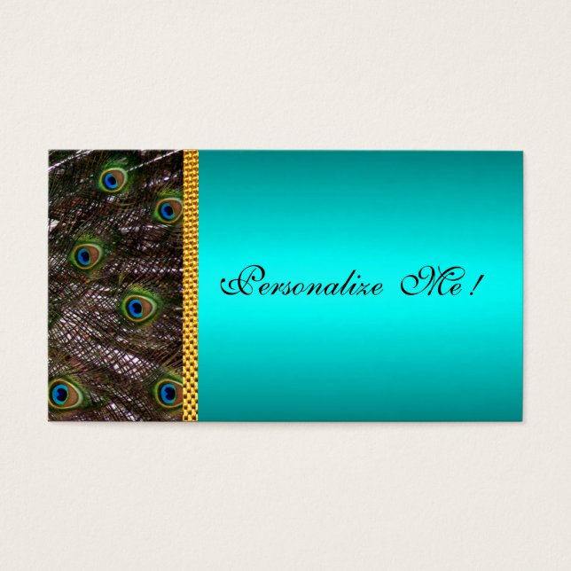 Elegant Peacock Card Save the Date Mint Green Cool (Front)