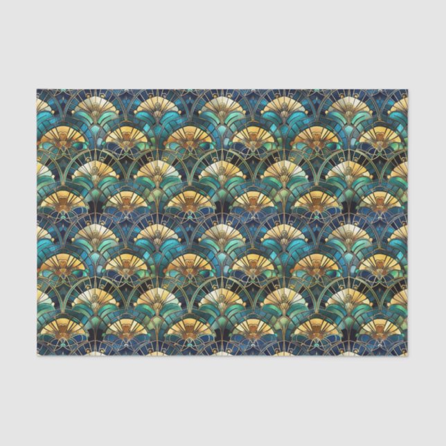 Elegant Peacock Colour Stained Glass Decoupage Tissue Paper (Front)