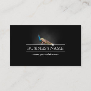 Elegant Peacock Dark Business Card