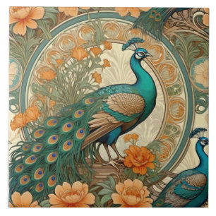 Elegant Peacock Decorative Ceramic Tile