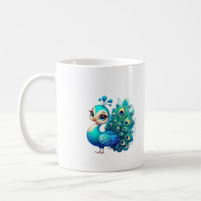 Elegant Peacock Design Cup (Left)