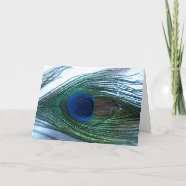Elegant Peacock Feather Card (Front)