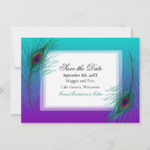 Elegant Peacock Feather Elegant Save the Date Invitation