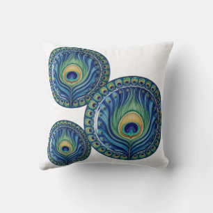 Elegant Peacock Feather Mandala Cushion