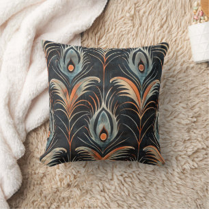 Elegant Peacock Feather Pattern Cushion