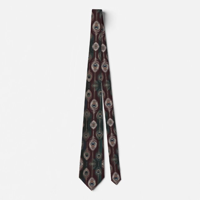 Elegant Peacock Feather  Tie (Front)