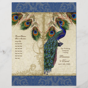 Elegant Peacock Feather Vintage Wedding Program
