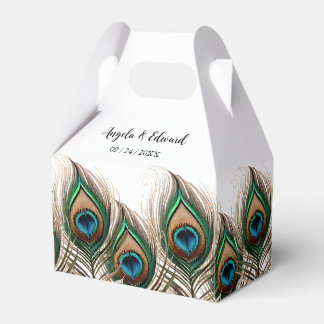 Elegant Peacock Feather Wedding Favour Box
