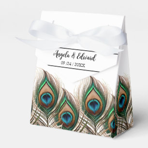 Elegant Peacock Feather Wedding Favour Box