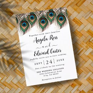 Elegant Peacock Feather Wedding Invitation