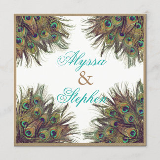 Elegant Peacock Feather Wedding Invitation 2