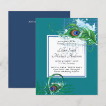 Elegant PEACOCK FEATHER Wedding Invite BUDGET