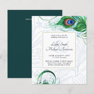 Elegant PEACOCK FEATHER Wedding Invite BUDGET