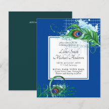 Elegant PEACOCK FEATHER Wedding Invite BUDGET