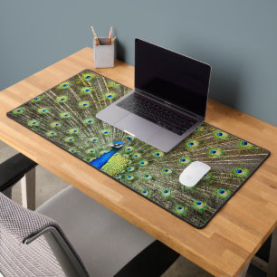 Elegant Peacock Feathers Desk Mat