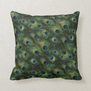 Elegant Peacock Feathers Pattern Pillow
