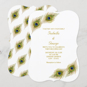 Elegant Peacock Feathers Wedding Invitation