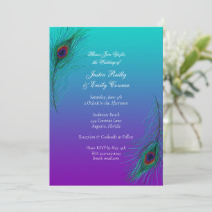 Elegant Peacock Feathers Wedding Invitation