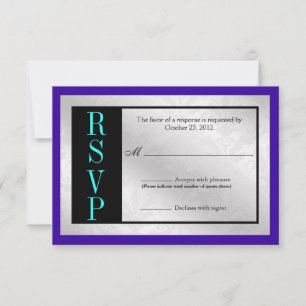 Elegant Peacock Floral Damask Swirl Wedding RSVP Card