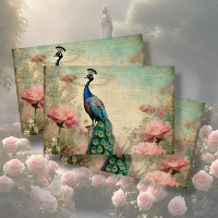 Elegant Peacock Floral French Ephemera Decoupage