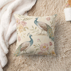 Elegant Peacock Floral Vintage (10) Cushion