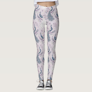 Elegant Peacock Floral Vintage (10) Leggings