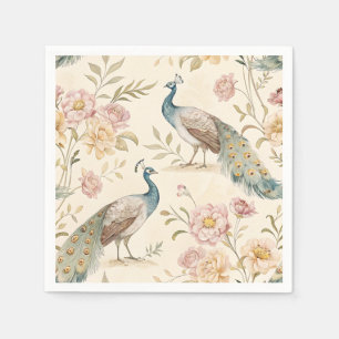 Elegant Peacock Floral Vintage (10) Napkin