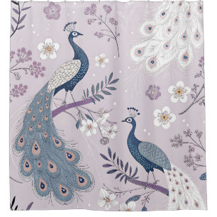 Elegant Peacock Floral Vintage (11) Shower Curtain