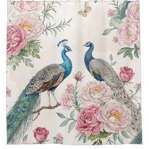 Elegant Peacock Floral Vintage (12) Shower Curtain