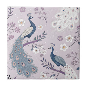 Elegant Peacock Floral Vintage (14) Tile