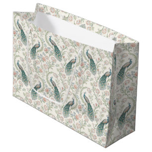 Elegant Peacock Floral Vintage (1) Large Gift Bag