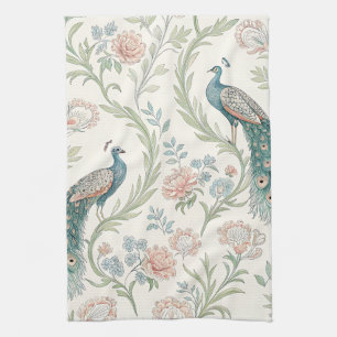 Elegant Peacock Floral Vintage (1) Tea Towel