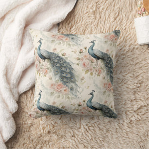 Elegant Peacock Floral Vintage (2) Cushion