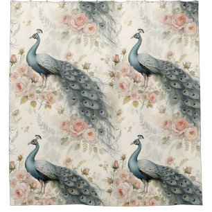 Elegant Peacock Floral Vintage (2) Shower Curtain