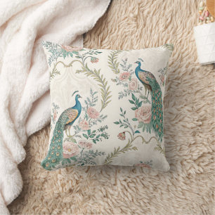 Elegant Peacock Floral Vintage (3) Cushion