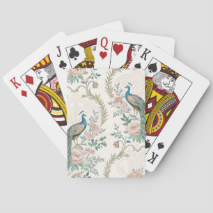 Elegant Peacock Floral Vintage (3) Playing Cards