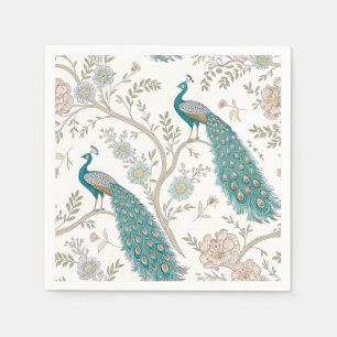 Elegant Peacock Floral Vintage (4) Napkin