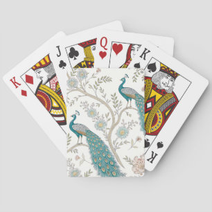 Elegant Peacock Floral Vintage (4) Playing Cards