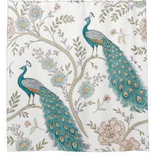 Elegant Peacock Floral Vintage (4) Shower Curtain