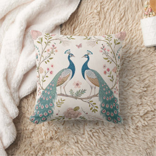 Elegant Peacock Floral Vintage (5) Cushion