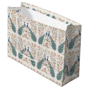 Elegant Peacock Floral Vintage (5) Large Gift Bag