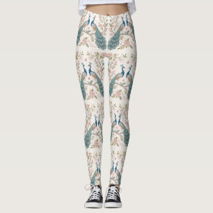 Elegant Peacock Floral Vintage (5) Leggings